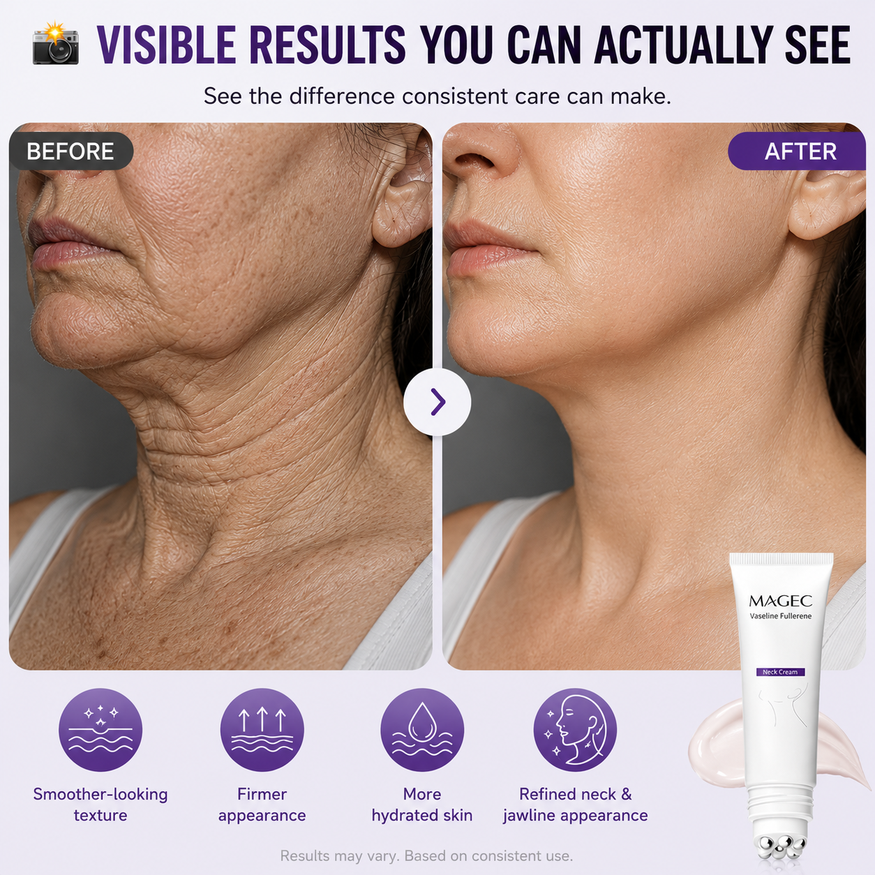 Last Day 49% OFF 🧴 2026 Roller Massage Neck Cream | Firms Neck, Reduces Wrinkles & Double Chin