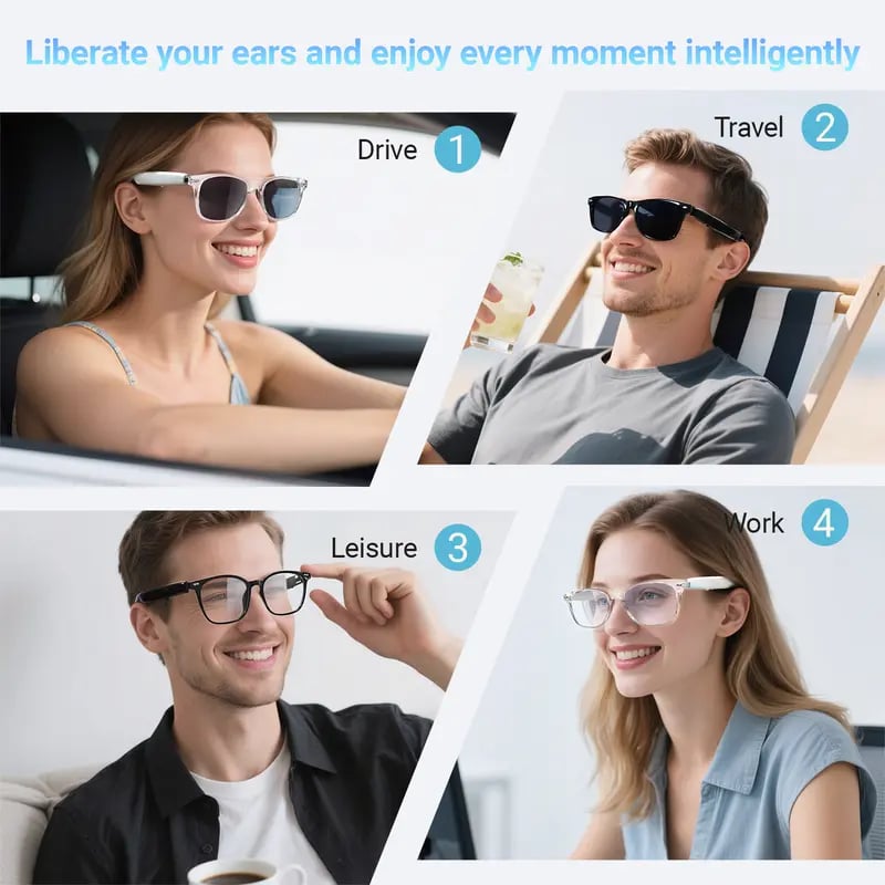 🕶️AI Smart Glasses – Instant Translation & TWS Headphones – HiFi Audio Sunglasses with BT 5.4 🤖