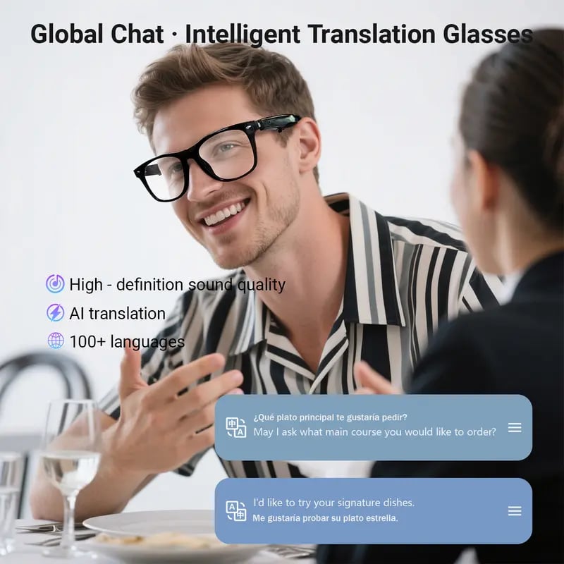 🕶️AI Smart Glasses – Instant Translation & TWS Headphones – HiFi Audio Sunglasses with BT 5.4 🤖
