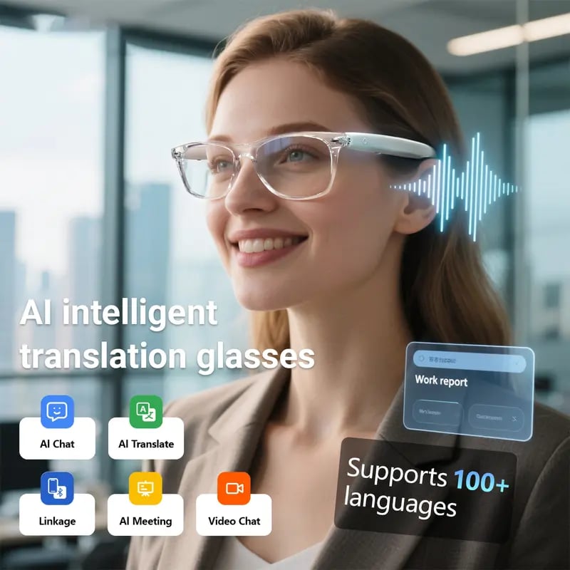 🕶️AI Smart Glasses – Instant Translation & TWS Headphones – HiFi Audio Sunglasses with BT 5.4 🤖